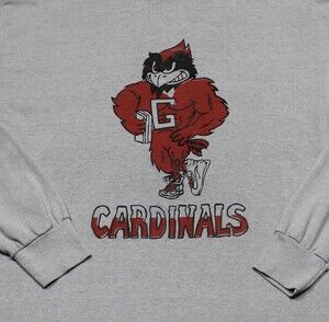 Vintage Cardinals Shirt Mens XL Gray Long Sleeve Tee Jays Mascot Graphic 80s